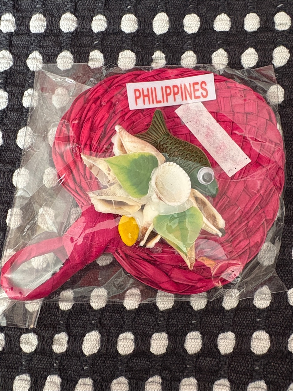 Handcrafted Pink Fish & Shell Decorative Magnet Souvenir from the Philippines